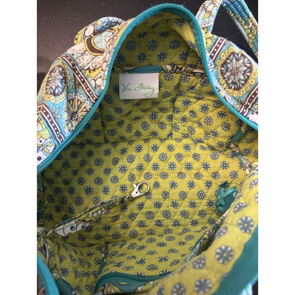 Vera Bradley Bowler Bag Teal Green Paisley Quilted Satchel Shoulder Purse Retire - Picture 5 of 6